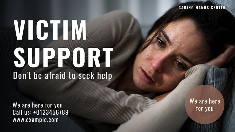 Victim support blog banner template, editable text