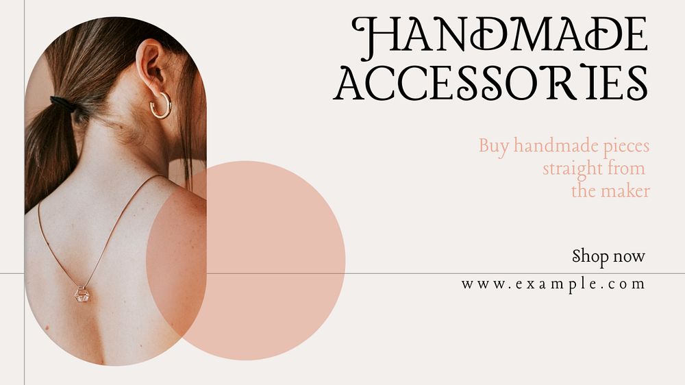 Handmade accessories blog banner template, editable text