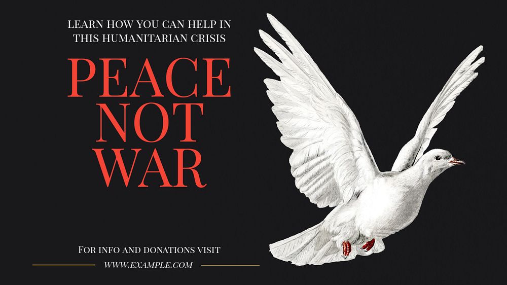 Peace not war blog banner template, editable text