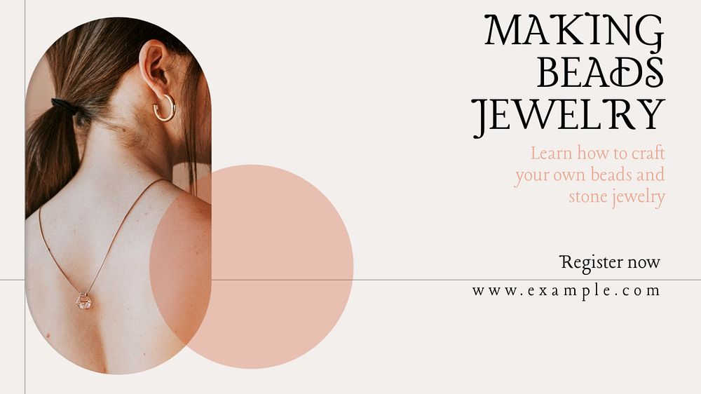 Making beads jewelry Facebook cover template, editable design