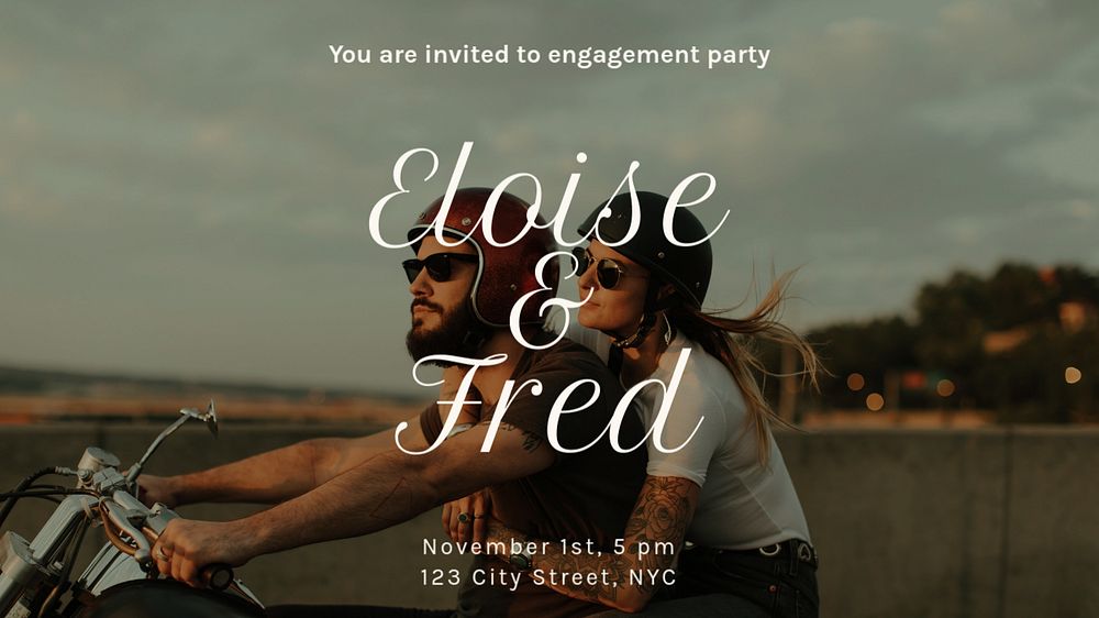 Engagement party blog banner template, editable text