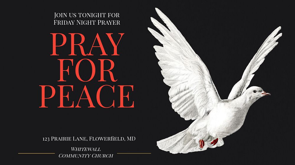 Pray for peace blog banner template, editable text