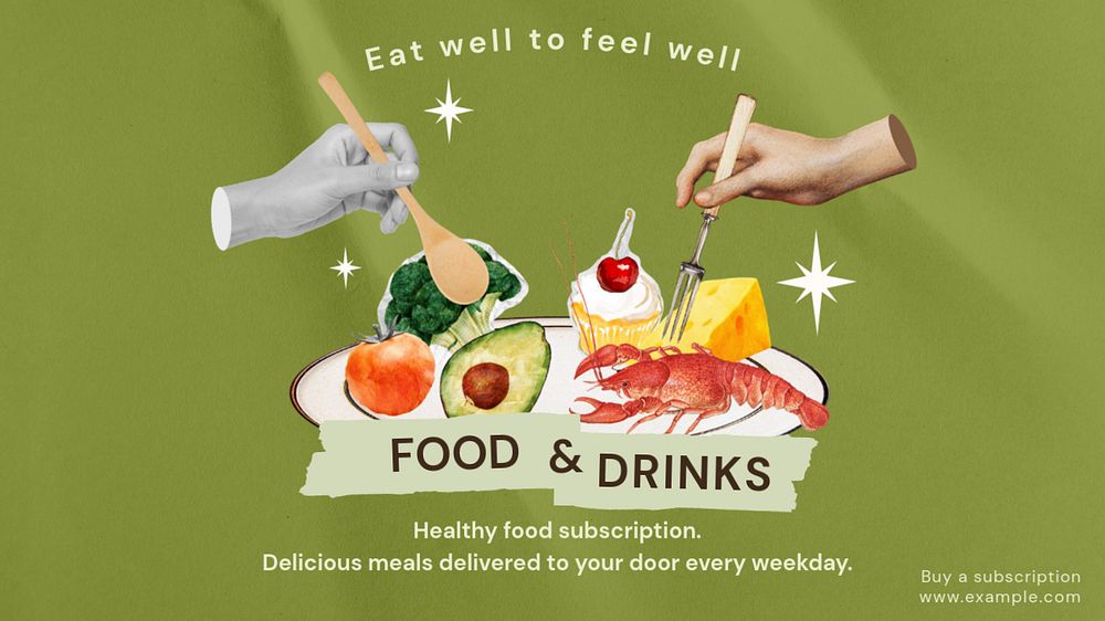 Food & drinks blog banner template, editable text