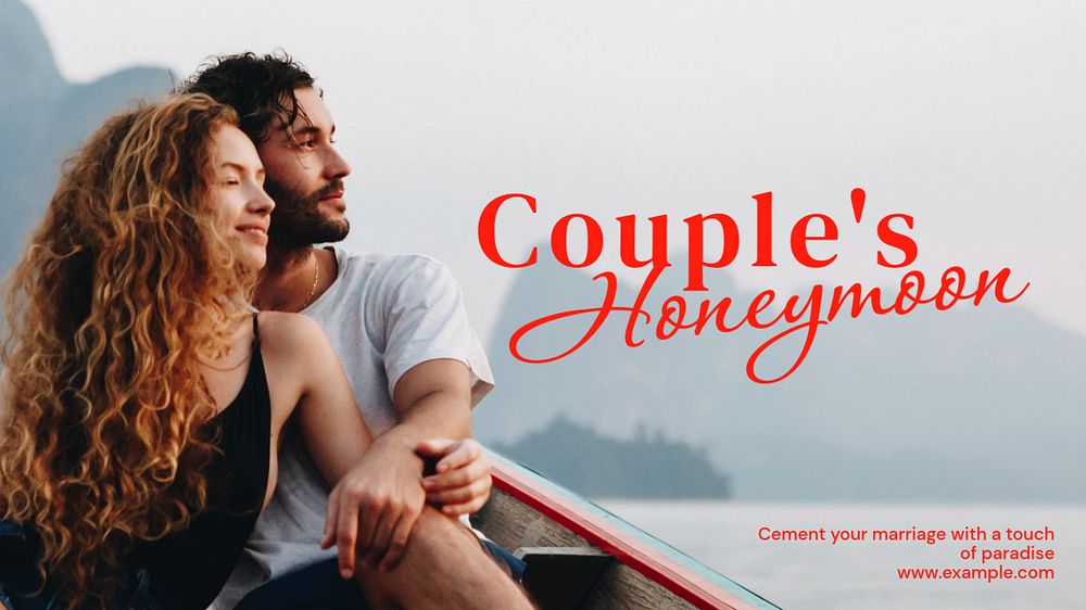 Couple's honeymoon blog banner template, editable text