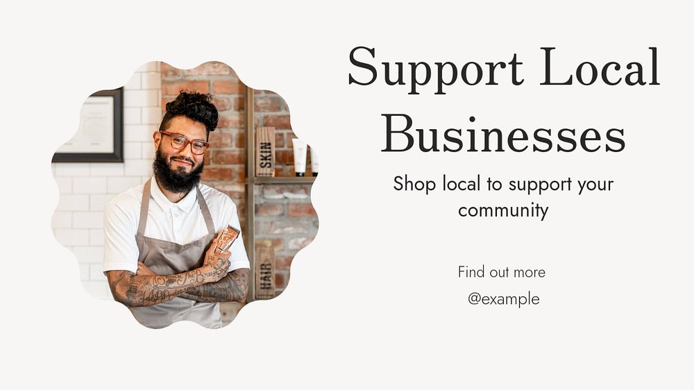 Support local businesses blog banner template, editable text