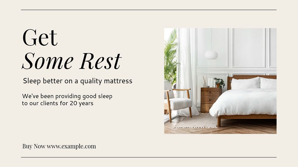 Mattress ad blog banner template, editable text