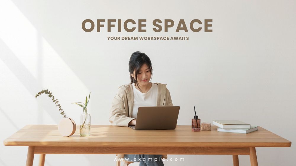 Office space blog banner template, editable text