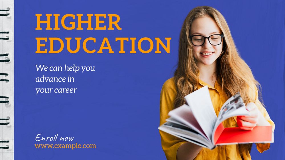 Higher education blog banner template, editable text