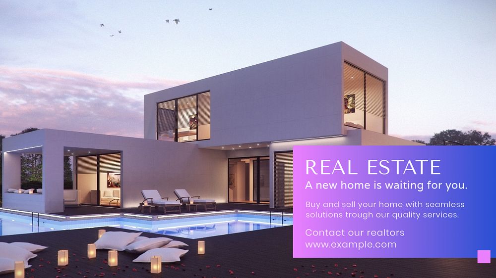 Real estate Facebook cover template, editable design