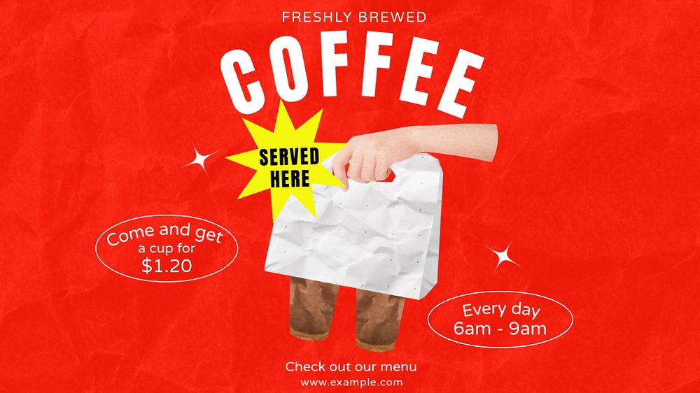 Fresh brewed coffee blog banner template, editable text