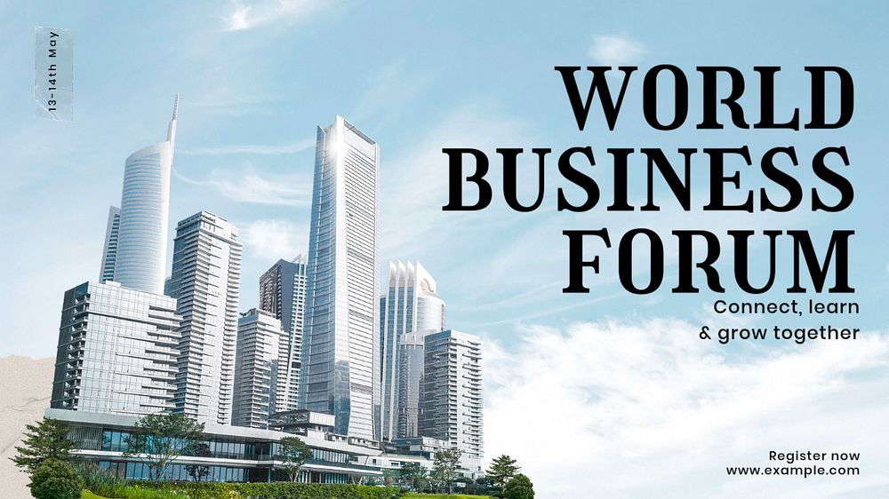 World business blog banner template, editable text