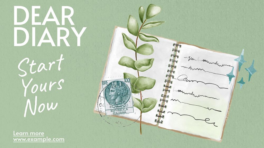 Dear diary blog banner template, editable text