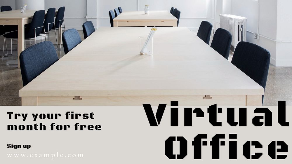 Virtual office blog banner template, editable text