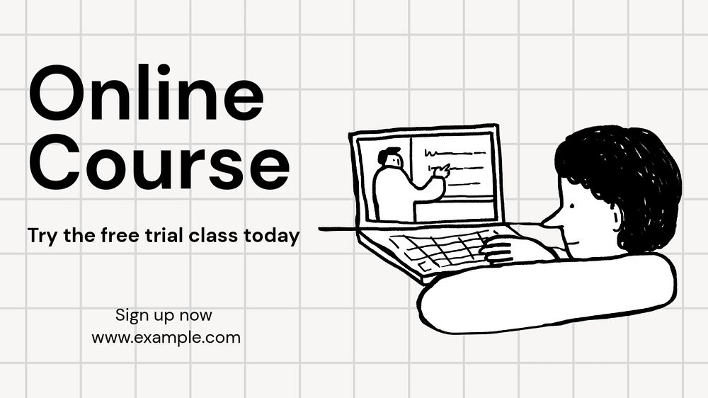 Online course  blog banner template, editable text