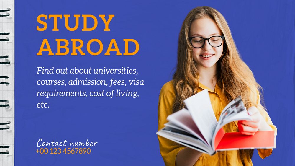 Study abroad counselling blog banner template, editable text