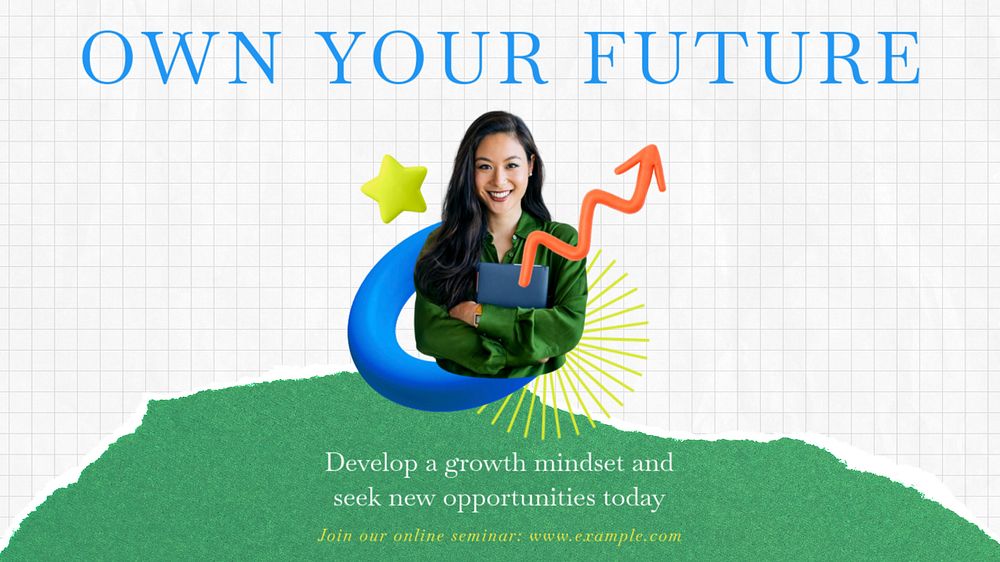 Own your future blog banner template, editable text