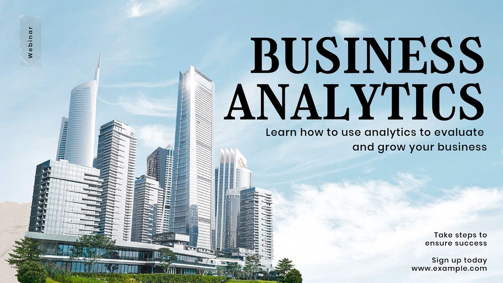 Business analytics blog banner template, editable text