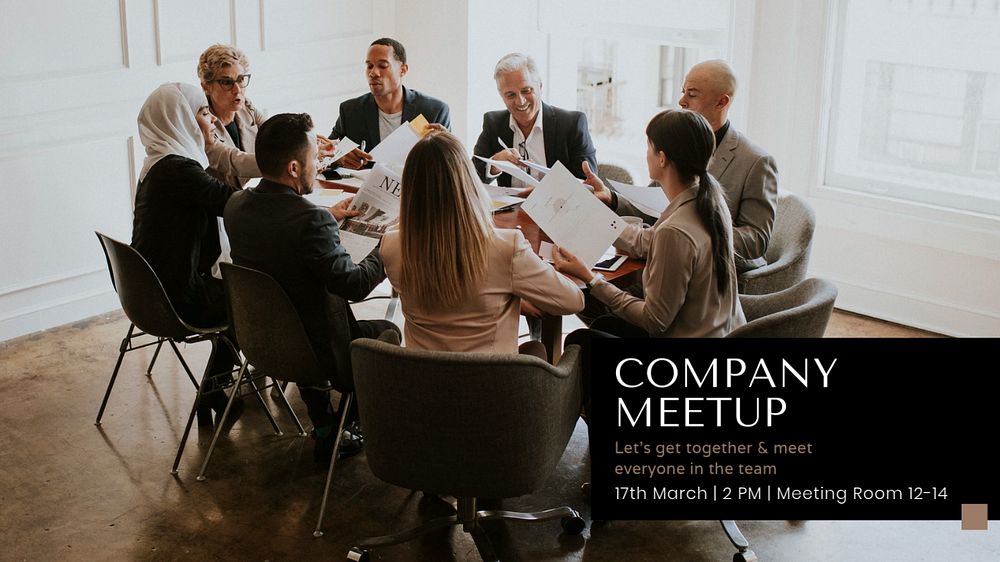 Company meetup Facebook cover template, editable design