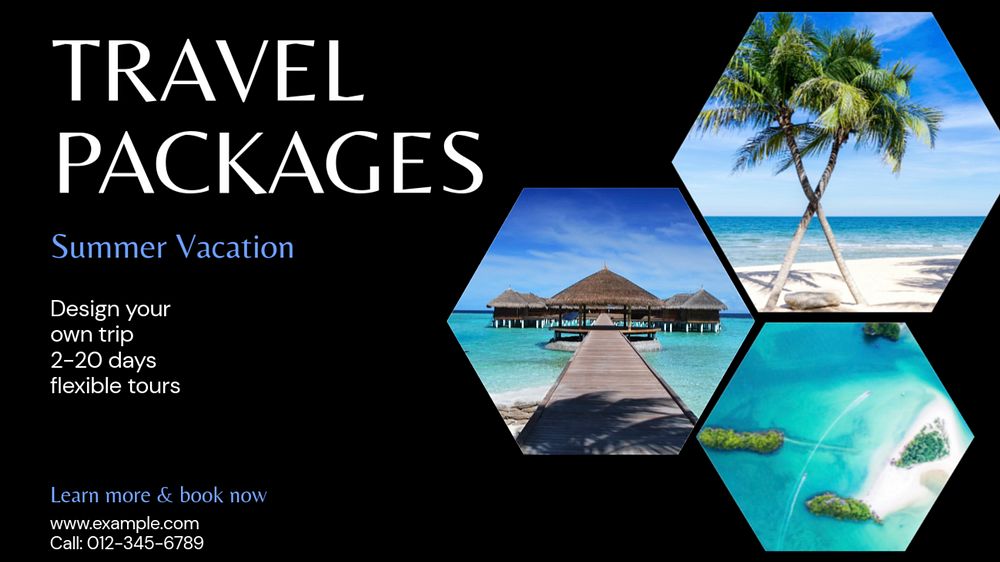 Travel package Facebook cover template, editable design