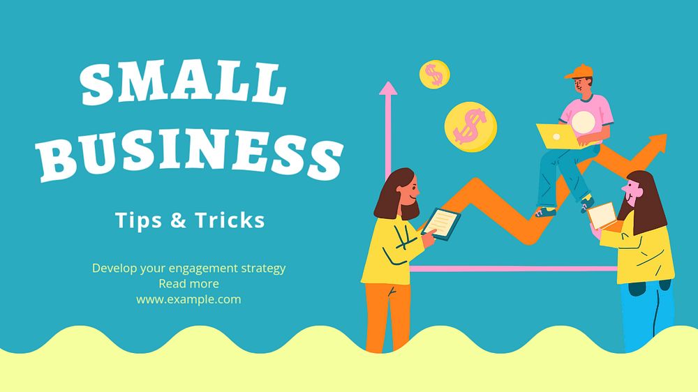 Small business tips  blog banner template, editable text