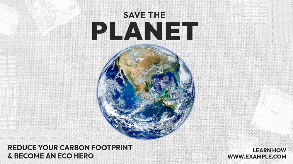 Save the planet  blog banner template, editable text