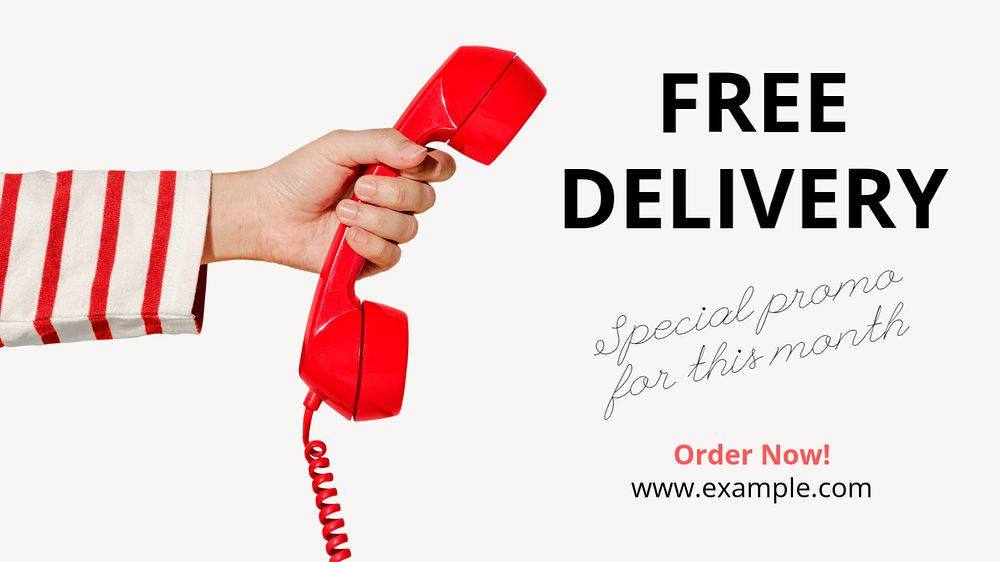 Free delivery blog banner template, editable text