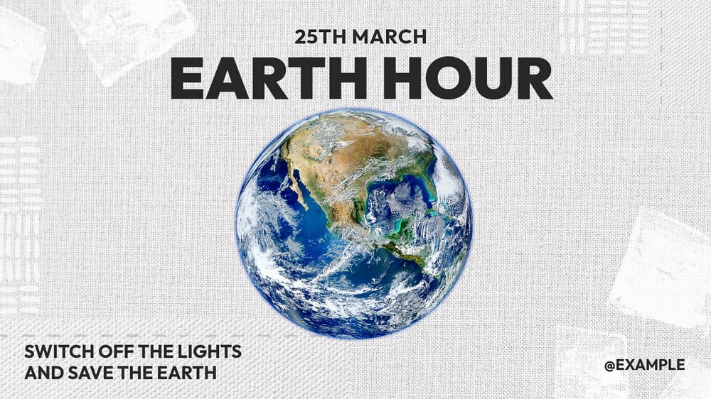 Earth hour  blog banner template, editable text