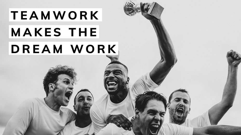 Teamwork dream work blog banner template, editable text