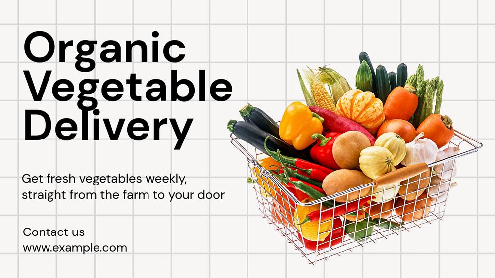 Organic vegetable delivery  blog banner template, editable text