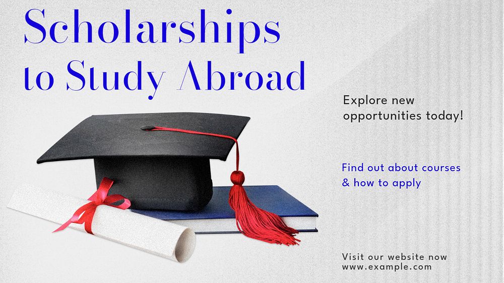 Study abroad scholarships blog banner template, editable text