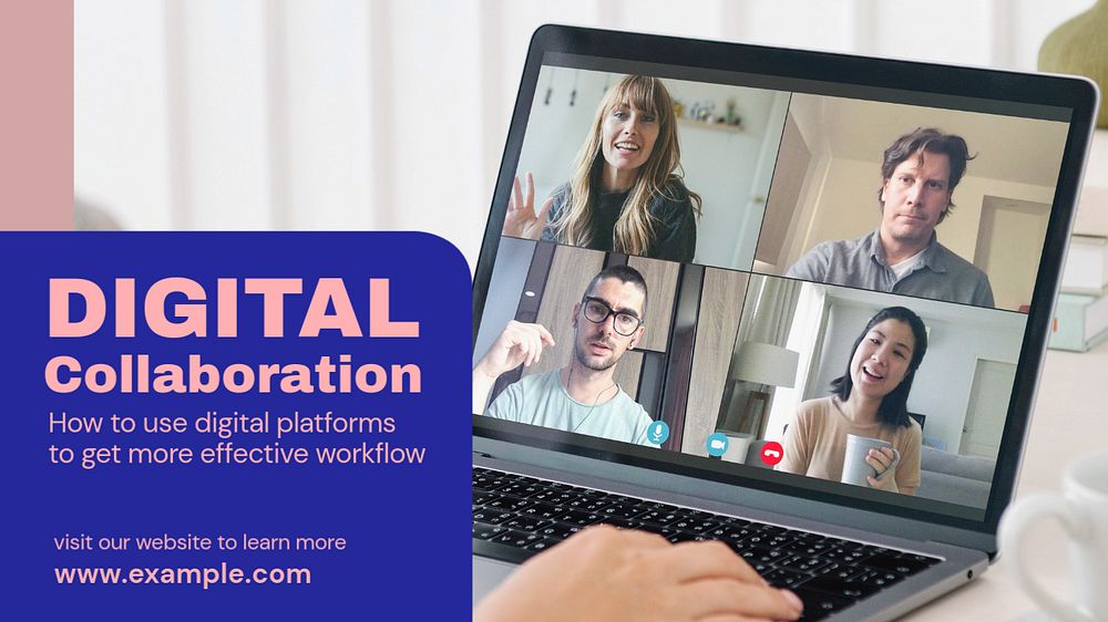 Digital collaboration blog banner template, editable text