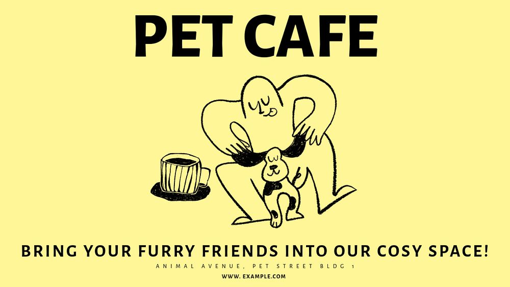 Pet Cafe  blog banner template, editable text