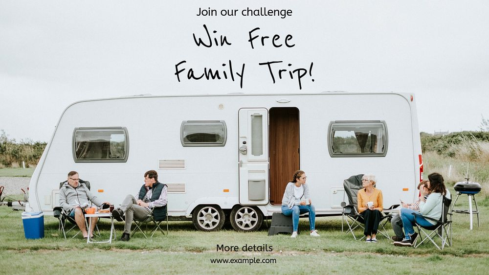 Free family trip blog banner template, editable text