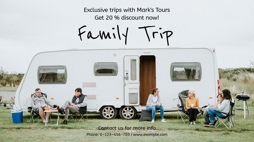 Family trip blog banner template, editable text