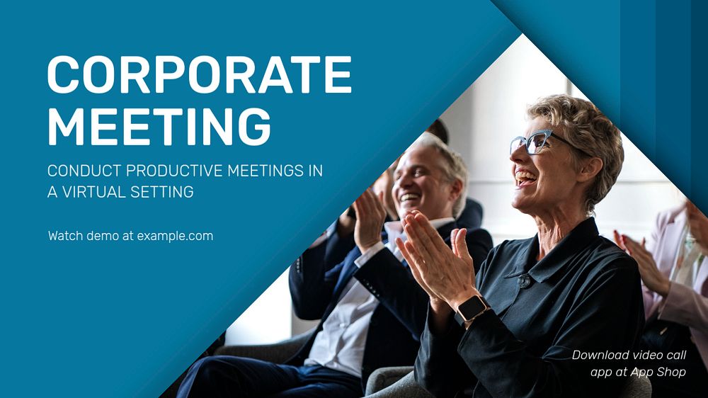 Corporate meeting blog banner template, editable text