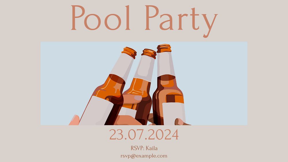 Pool party Facebook cover template, editable design