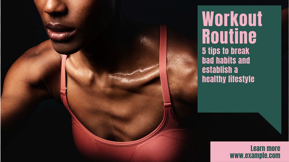 Workout routine Facebook cover template, editable design