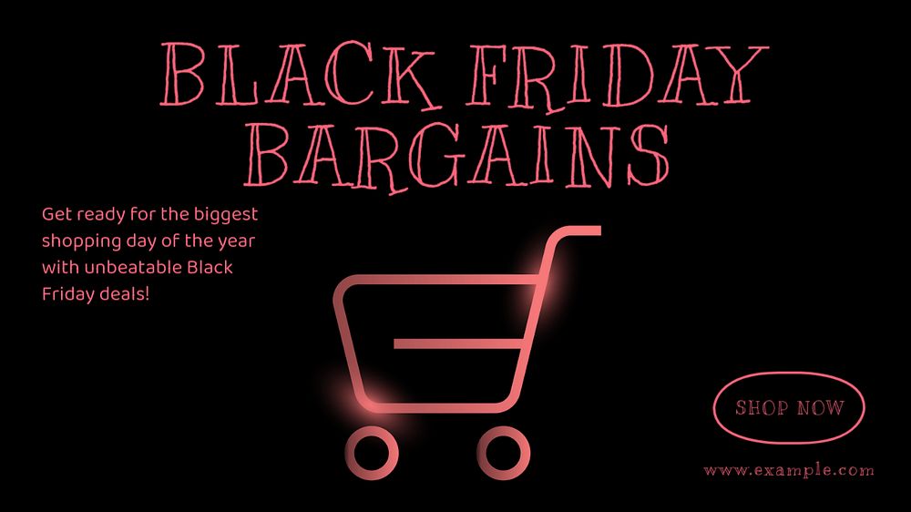 Black Friday bargains  blog banner template, editable text