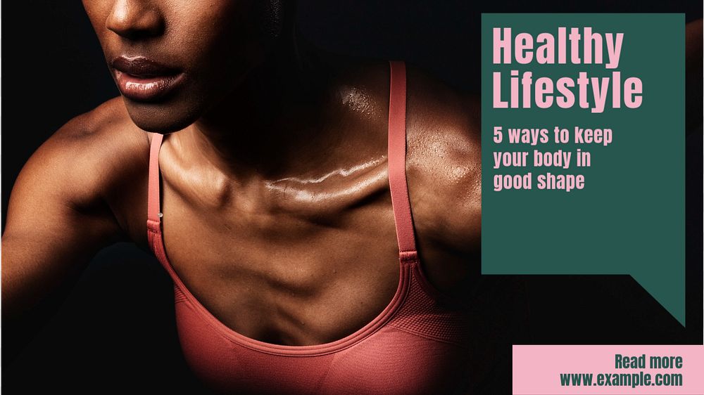 Healthy Lifestyle blog banner template, editable text