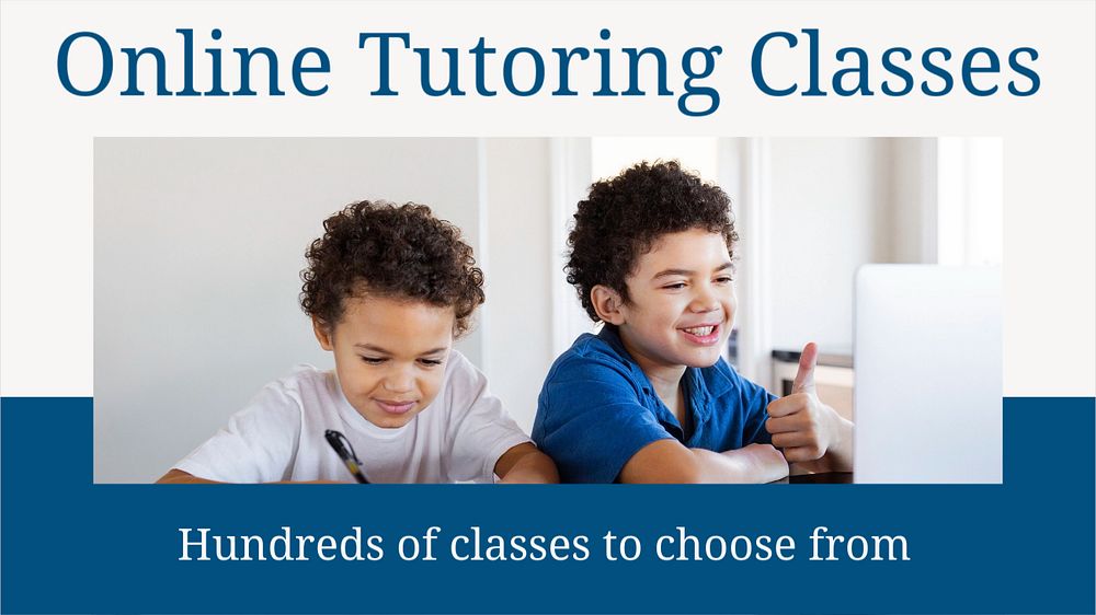 Online tutoring classes  blog banner template, editable text