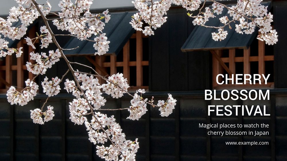 Cherry blossom festival blog banner template, editable text