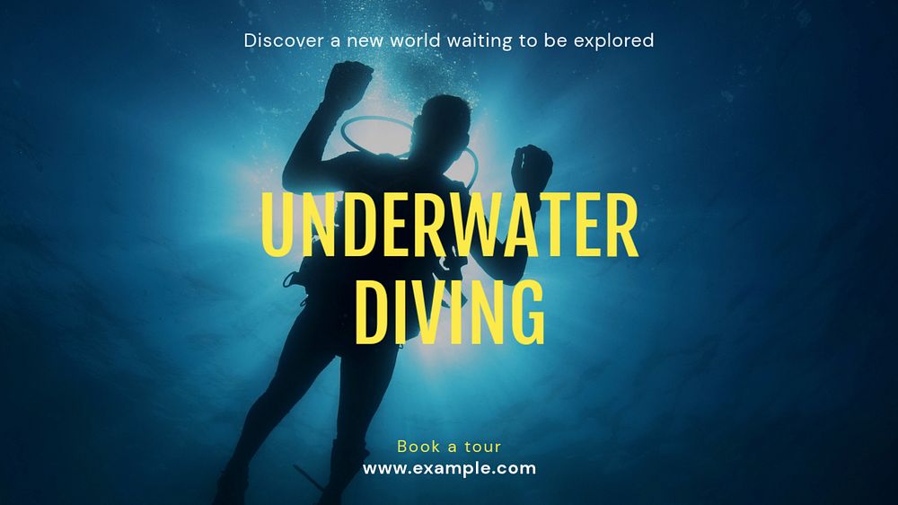 Underwater diving blog banner template, editable text