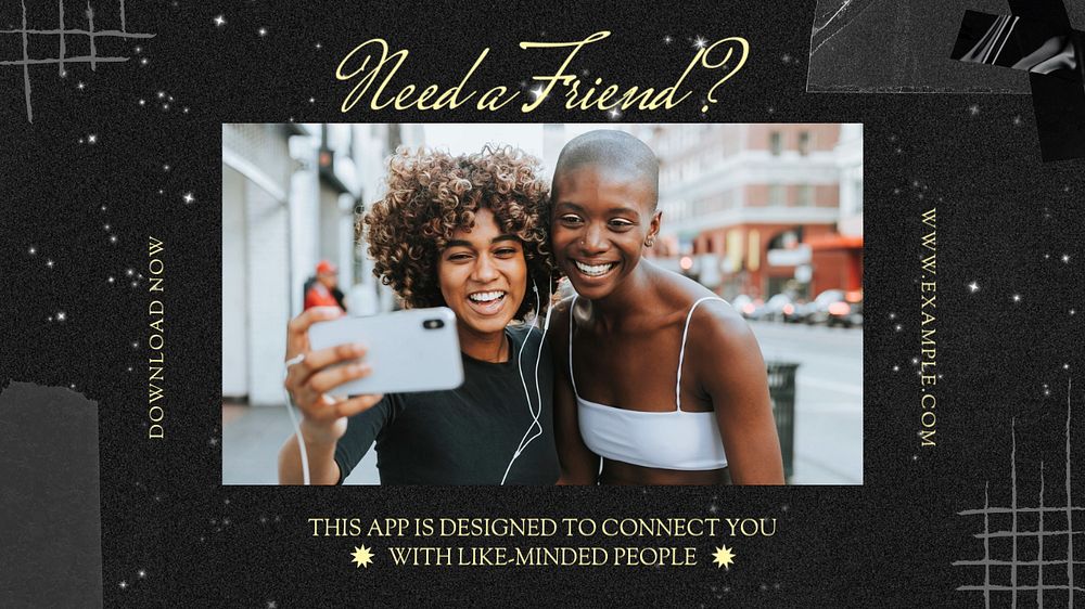 Make new friends blog banner template, editable text