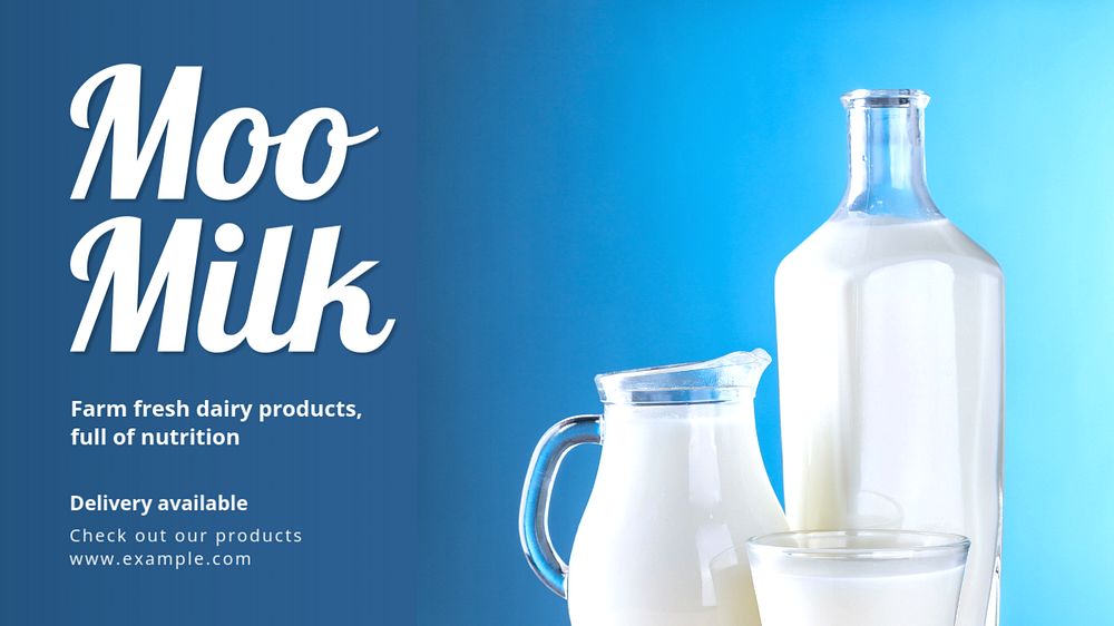 Cow milk blog banner template, editable text