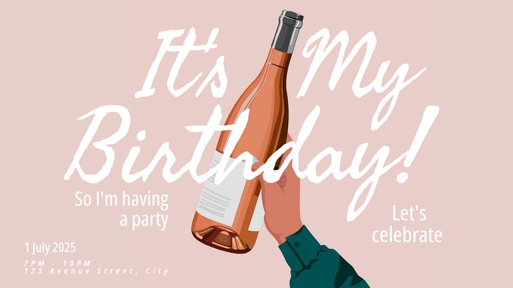 Birthday party blog banner template, editable text