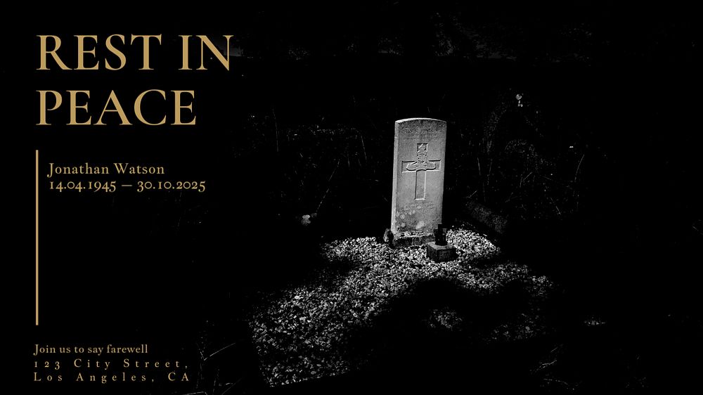 Rest in peace blog banner template, editable text