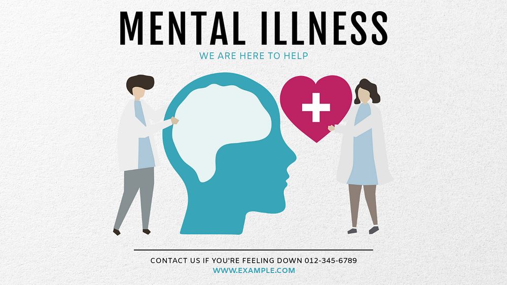 Mental illness  blog banner template, editable text