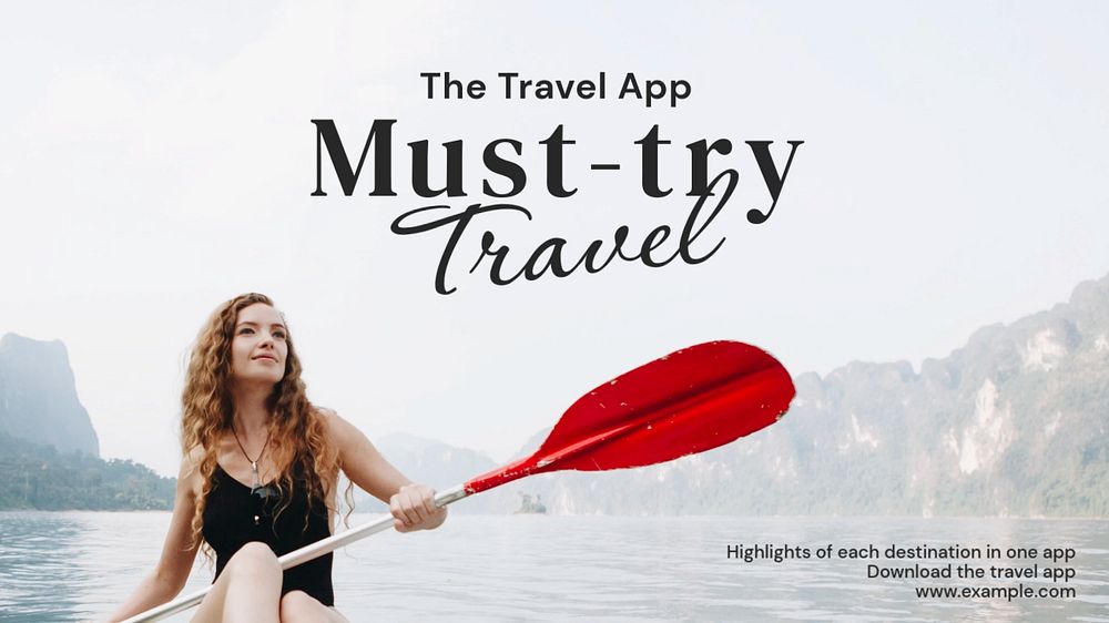 Must-try travel blog banner template, editable text