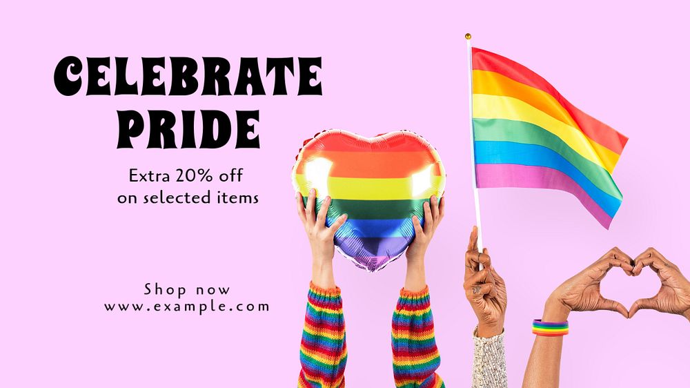 Celebrate pride  blog banner template, editable text