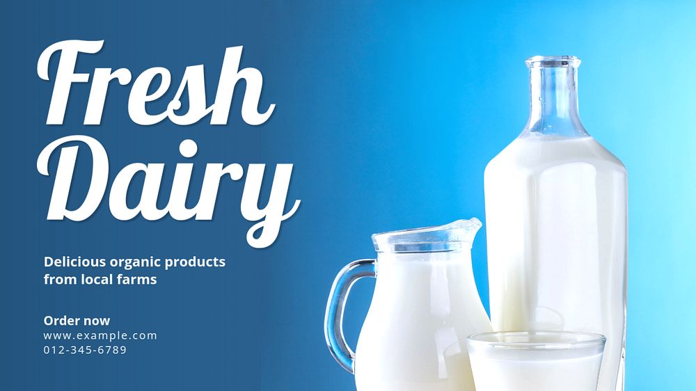 Fresh dairy products blog banner template, editable text